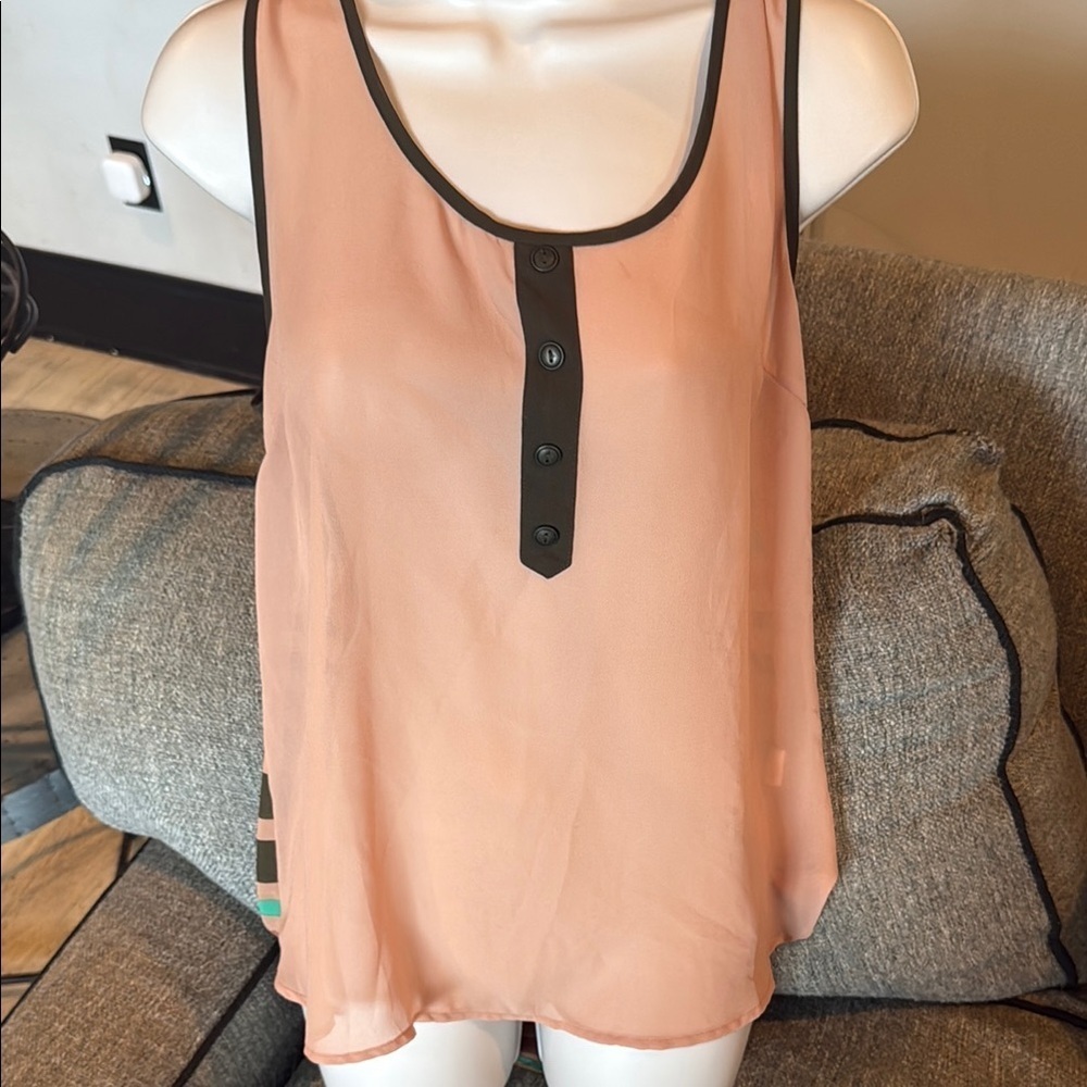 Orange and Pink Sleeveless Tank Top with Relaxed Fit